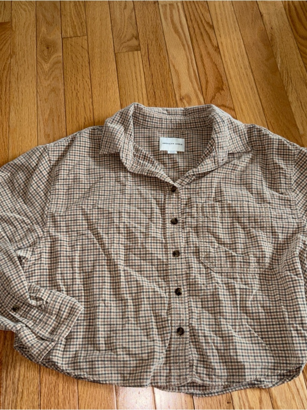 Madewell Beige and Brown Plaid Button-Front Shirt Jacket